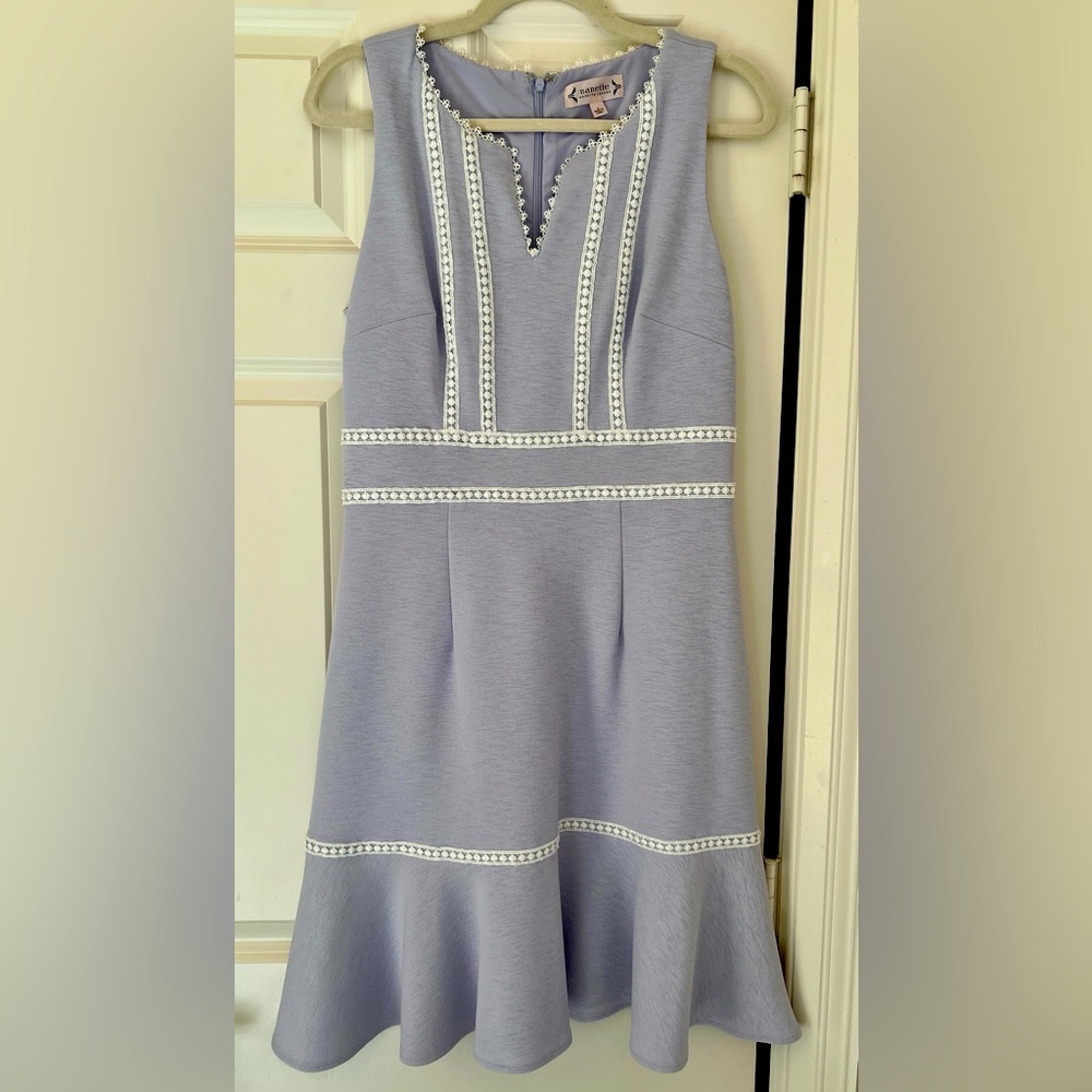 Nanette Lepore sleeveless dress in Lilac and white eyelet trim - EUC - Size 6